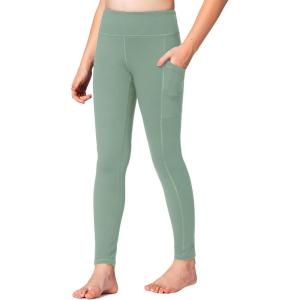 imageStelle Girls Athletic Leggings Kids Dance Running Yoga Pants Workout Active Dance Tights with PocketsJade Green