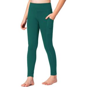 imageStelle Girls Athletic Leggings Kids Dance Running Yoga Pants Workout Active Dance Tights with PocketsTeal