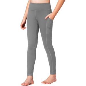 imageStelle Girls Athletic Leggings Kids Dance Running Yoga Pants Workout Active Dance Tights with PocketsZinc Grey
