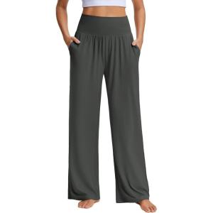 image:imageSTELLE Wide Leg Lounge Pants for Women Comfy High Waisted Yoga Sweatpants Casual Loose Flowy Pants 262830 InseamCharcoal