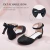 image:imageStelle Girls Dress Shoes Closed Toe Heels Ankle Strap Pumps Sandals Flower Wedding Party Princess Shoes for Toddler Little Big KidBlack Glitter