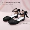 image:imageStelle Girls Dress Shoes Closed Toe Heels Ankle Strap Pumps Sandals Flower Wedding Party Princess Shoes for Toddler Little Big KidBlack Glitter