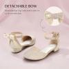 image:imageStelle Girls Dress Shoes Closed Toe Heels Ankle Strap Pumps Sandals Flower Wedding Party Princess Shoes for Toddler Little Big KidGold