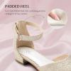 image:imageStelle Girls Dress Shoes Closed Toe Heels Ankle Strap Pumps Sandals Flower Wedding Party Princess Shoes for Toddler Little Big KidGold