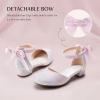image:imageStelle Girls Dress Shoes Closed Toe Heels Ankle Strap Pumps Sandals Flower Wedding Party Princess Shoes for Toddler Little Big KidRainbow