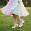 image:imageStelle Girls Dress Shoes Closed Toe Heels Ankle Strap Pumps Sandals Flower Wedding Party Princess Shoes for Toddler Little Big KidRainbow