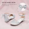 image:imageStelle Girls Dress Shoes Closed Toe Heels Ankle Strap Pumps Sandals Flower Wedding Party Princess Shoes for Toddler Little Big KidSilver