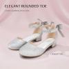 image:imageStelle Girls Dress Shoes Closed Toe Heels Ankle Strap Pumps Sandals Flower Wedding Party Princess Shoes for Toddler Little Big KidSilver
