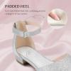 image:imageStelle Girls Dress Shoes Closed Toe Heels Ankle Strap Pumps Sandals Flower Wedding Party Princess Shoes for Toddler Little Big KidSilver