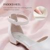 image:imageStelle Girls Dress Shoes Closed Toe Heels Ankle Strap Pumps Sandals Flower Wedding Party Princess Shoes for Toddler Little Big KidWhite
