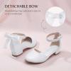 image:imageStelle Girls Dress Shoes Closed Toe Heels Ankle Strap Pumps Sandals Flower Wedding Party Princess Shoes for Toddler Little Big KidWhite