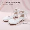 image:imageStelle Girls Dress Shoes Closed Toe Heels Ankle Strap Pumps Sandals Flower Wedding Party Princess Shoes for Toddler Little Big KidWhite