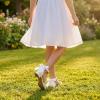 image:imageStelle Girls Dress Shoes Closed Toe Heels Ankle Strap Pumps Sandals Flower Wedding Party Princess Shoes for Toddler Little Big KidWhite