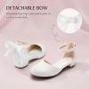 image:imageStelle Girls Dress Shoes Closed Toe Heels Ankle Strap Pumps Sandals Flower Wedding Party Princess Shoes for Toddler Little Big KidWhite Glitter
