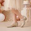 image:imageStelle Girls Dress Shoes White Flower Girl Shoe Mary Jane Low Heels for Wedding ToddlerLittleBig KidGoldshiny Strap