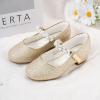 image:imageStelle Girls Dress Shoes White Flower Girl Shoe Mary Jane Low Heels for Wedding ToddlerLittleBig KidGoldshiny Strap