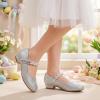 image:imageStelle Girls Dress Shoes White Flower Girl Shoe Mary Jane Low Heels for Wedding ToddlerLittleBig KidSilver2shiny Strap