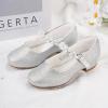 image:imageStelle Girls Dress Shoes White Flower Girl Shoe Mary Jane Low Heels for Wedding ToddlerLittleBig KidSilver2shiny Strap