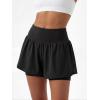 image:imageStelle Women 2 in 1 Running Shorts Flowy Athletic Short High Waisted Workout Tennis Gym Short with Liner PocketsBlack