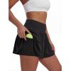 image:imageStelle Women 2 in 1 Running Shorts Flowy Athletic Short High Waisted Workout Tennis Gym Short with Liner PocketsBlack