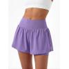 image:imageStelle Women 2 in 1 Running Shorts Flowy Athletic Short High Waisted Workout Tennis Gym Short with Liner PocketsLavender