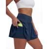 image:imageStelle Women 2 in 1 Running Shorts Flowy Athletic Short High Waisted Workout Tennis Gym Short with Liner PocketsNavy