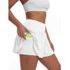 image:imageStelle Women 2 in 1 Running Shorts Flowy Athletic Short High Waisted Workout Tennis Gym Short with Liner PocketsWhite