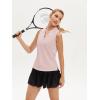 image:imageStelle Womens Wrinkle Resist Golf Shirts UPF 50 Sleeveless Ruffle VNeck Tank Top Tennis Athletic Workout TopBallet Pink