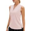 image:imageStelle Womens Wrinkle Resist Golf Shirts UPF 50 Sleeveless Ruffle VNeck Tank Top Tennis Athletic Workout TopBallet Pink