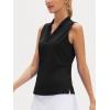 image:imageStelle Womens Wrinkle Resist Golf Shirts UPF 50 Sleeveless Ruffle VNeck Tank Top Tennis Athletic Workout TopBlack