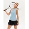 image:imageStelle Womens Wrinkle Resist Golf Shirts UPF 50 Sleeveless Ruffle VNeck Tank Top Tennis Athletic Workout TopLight Blue
