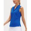 image:imageStelle Womens Wrinkle Resist Golf Shirts UPF 50 Sleeveless Ruffle VNeck Tank Top Tennis Athletic Workout TopSapphire