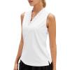 image:imageStelle Womens Wrinkle Resist Golf Shirts UPF 50 Sleeveless Ruffle VNeck Tank Top Tennis Athletic Workout TopWhite