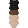 image:imageStelle 5 Pack Womens Seamless Hipster No Show Breathable Underwear Stretch Panties2 Black2 Almondcocoa