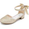 image:imageStelle Girls Dress Shoes Closed Toe Heels Ankle Strap Pumps Sandals Flower Wedding Party Princess Shoes for Toddler Little Big KidGold