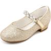 image:imageStelle Girls Dress Shoes White Flower Girl Shoe Mary Jane Low Heels for Wedding ToddlerLittleBig KidGoldshiny Strap