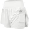 image:imageStelle Women 2 in 1 Running Shorts Flowy Athletic Short High Waisted Workout Tennis Gym Short with Liner PocketsWhite