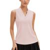 image:imageStelle Womens Wrinkle Resist Golf Shirts UPF 50 Sleeveless Ruffle VNeck Tank Top Tennis Athletic Workout TopBallet Pink