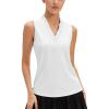 image:imageStelle Womens Wrinkle Resist Golf Shirts UPF 50 Sleeveless Ruffle VNeck Tank Top Tennis Athletic Workout TopWhite
