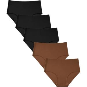 image:imageStelle 5 Pack Womens Seamless Hipster No Show Breathable Underwear Stretch Panties3 Black2 Cocoa