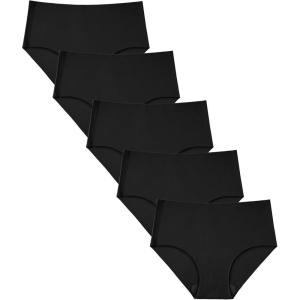 image:imageStelle 5 Pack Womens Seamless Hipster No Show Breathable Underwear Stretch Panties5 Black