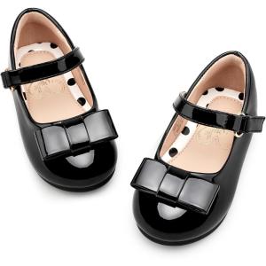 image:imageStelle Girls Dress Shoes Toddler Mary Jane Shoes Flats with Bow for ToddlerLittleBig KidsBlack