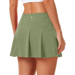 image:imageStelle Women Tennis Skirt Golf Skorts Athletic High Waisted with Pockets Inner Shorts Sport Workout Pleated PickleballArmy Green