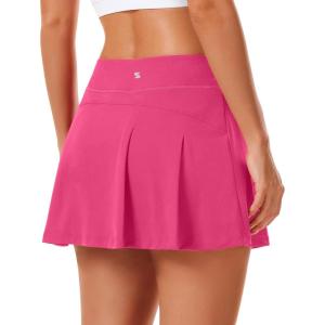 image:imageStelle Women Tennis Skirt Golf Skorts Athletic High Waisted with Pockets Inner Shorts Sport Workout Pleated PickleballDreamhouse Pink