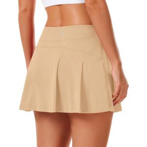 image:imageStelle Women Tennis Skirt Golf Skorts Athletic High Waisted with Pockets Inner Shorts Sport Workout Pleated PickleballKhaki