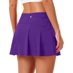 image:imageStelle Women Tennis Skirt Golf Skorts Athletic High Waisted with Pockets Inner Shorts Sport Workout Pleated PickleballPurple