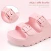 image:imageStelle Girls Double Buckle Slide Sandals Boy Slippers Kids Summer Shoes Shower Beach Pool Slip on CloudsPink
