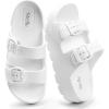 image:imageStelle Girls Double Buckle Slide Sandals Boy Slippers Kids Summer Shoes Shower Beach Pool Slip on CloudsWhite