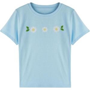 image:imageStelle Girls T Shirts Graphic Tees Short Sleeve Tshirts Crewneck Cute Summer Casual Basic Tops for Kids Teen 415 YearsBaby Daisyblue