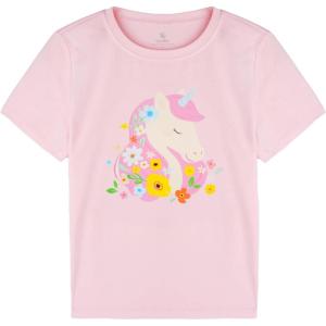 image:imageStelle Girls T Shirts Graphic Tees Short Sleeve Tshirts Crewneck Cute Summer Casual Basic Tops for Kids Teen 415 YearsLilac Unicornpink